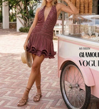 Akalia - Lumiere Metallic Pleated Mini Dress