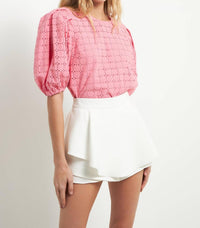 English Factory - Eyelet Puff Sleeve Top