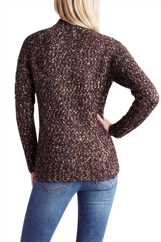 Kensie - Twisted Slub Boucle Long Sleeve Mock Neck Sweater