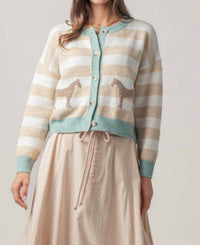 Urban Daizy - Horse Jacquard Striped Cardigan