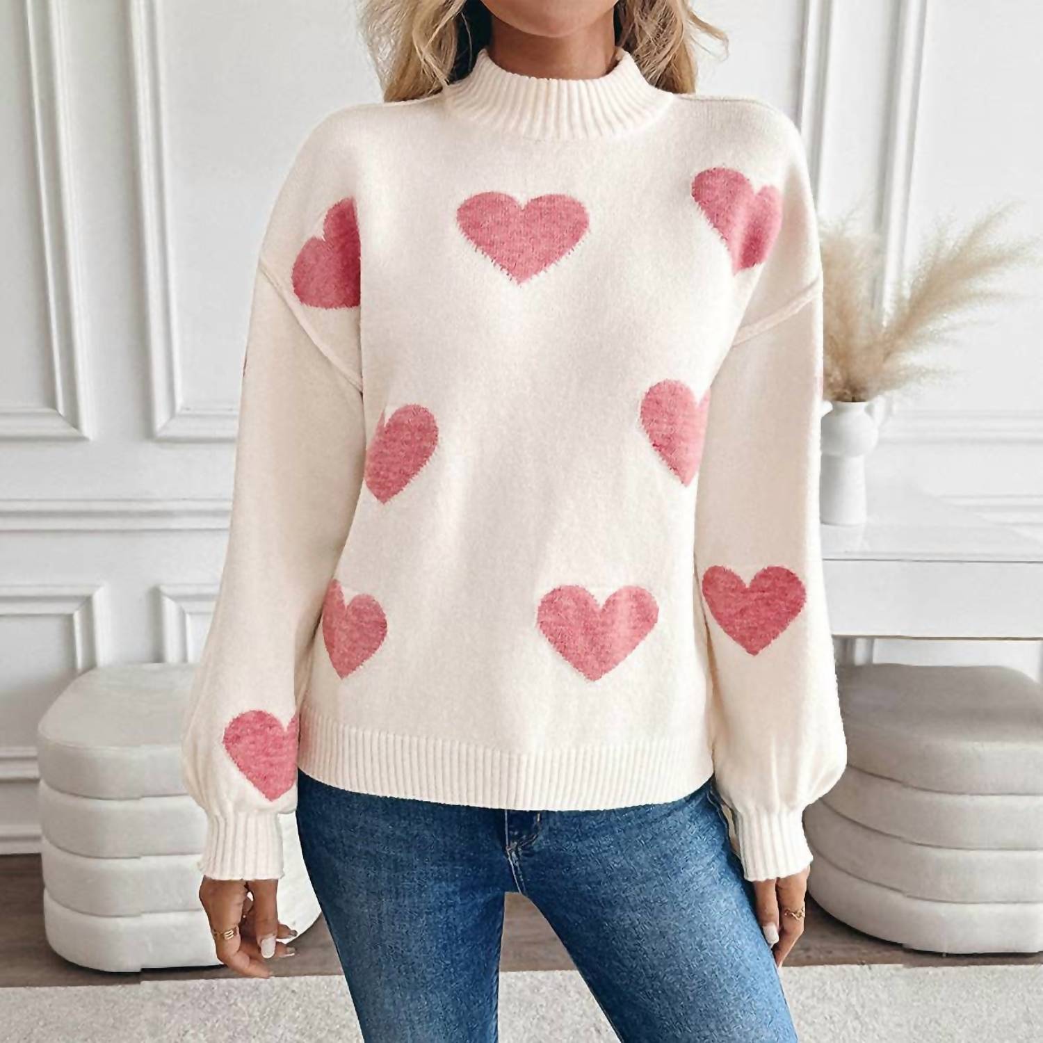 Lovesoft - Heart Long Sleeve Knit Sweater