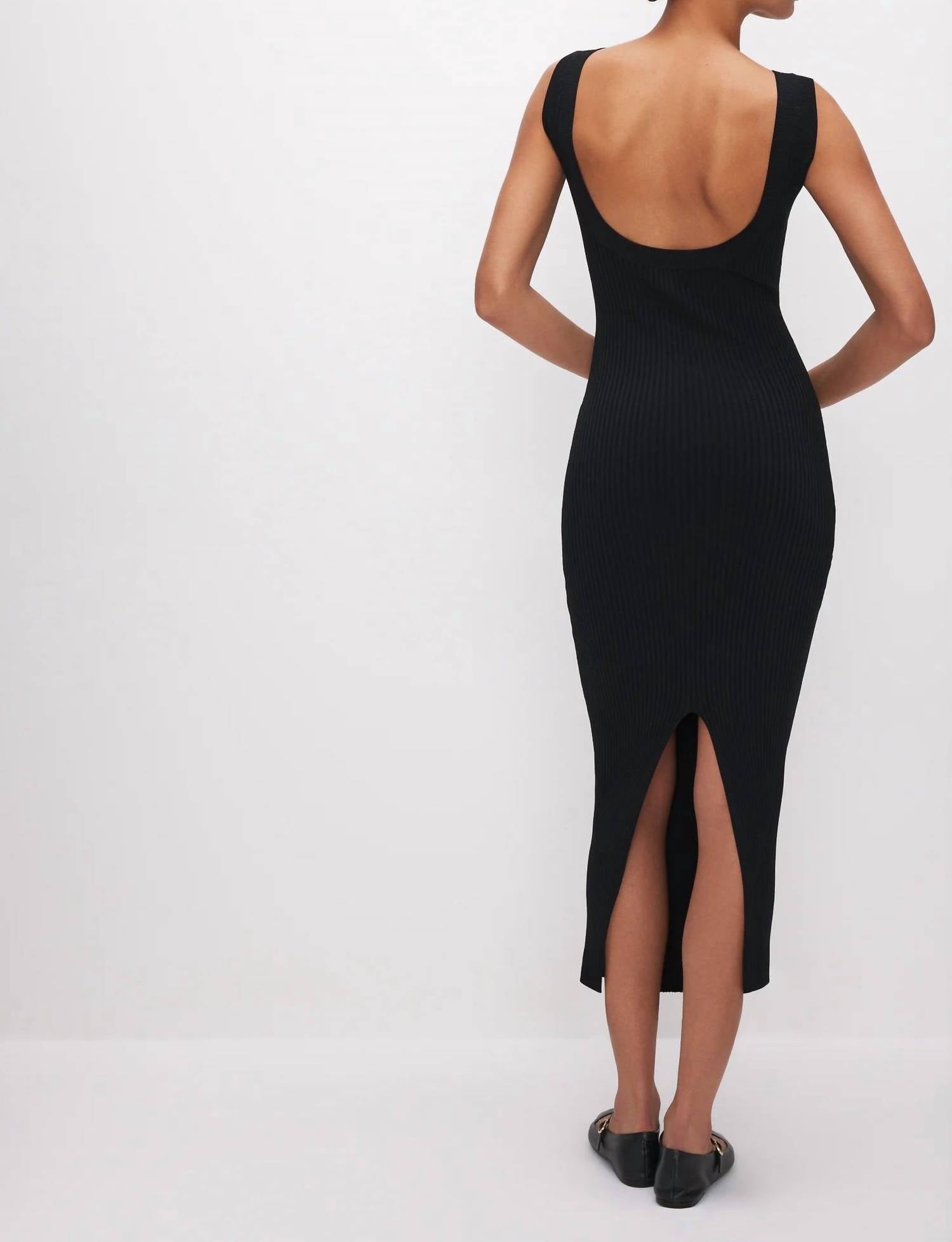 Good American - Shine Rib Off Scoop Back Midi Dress
