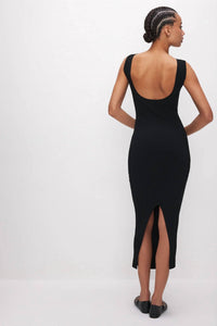 Good American - Shine Rib Off Scoop Back Midi Dress