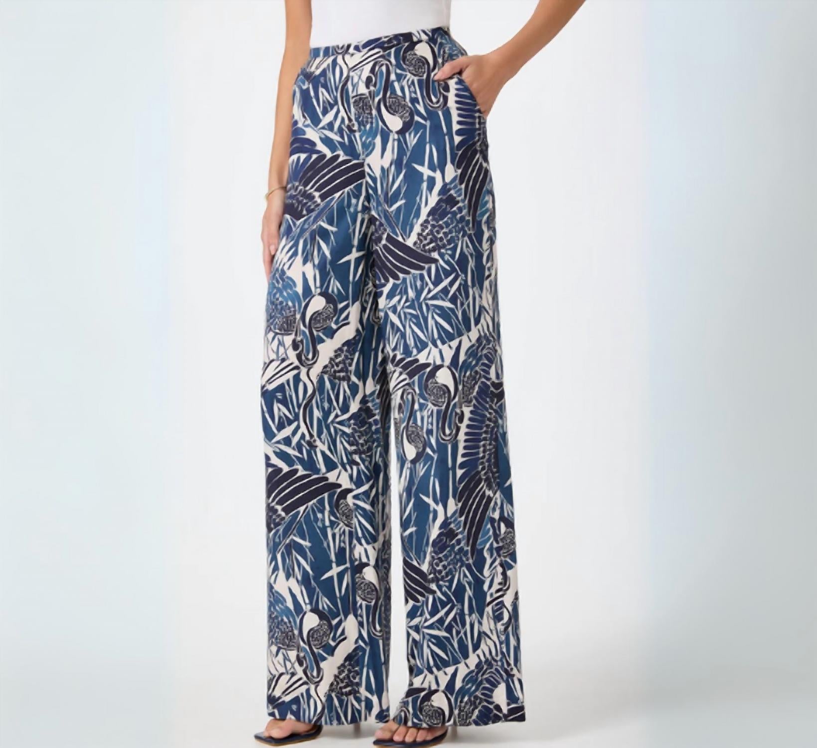 Trina Turk Women's Tavia Satin Wide-leg Pant in blue - women's pants - alternate view