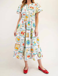 Easel - Women's Genevieve Fruit Printed Poplin Midi Dress