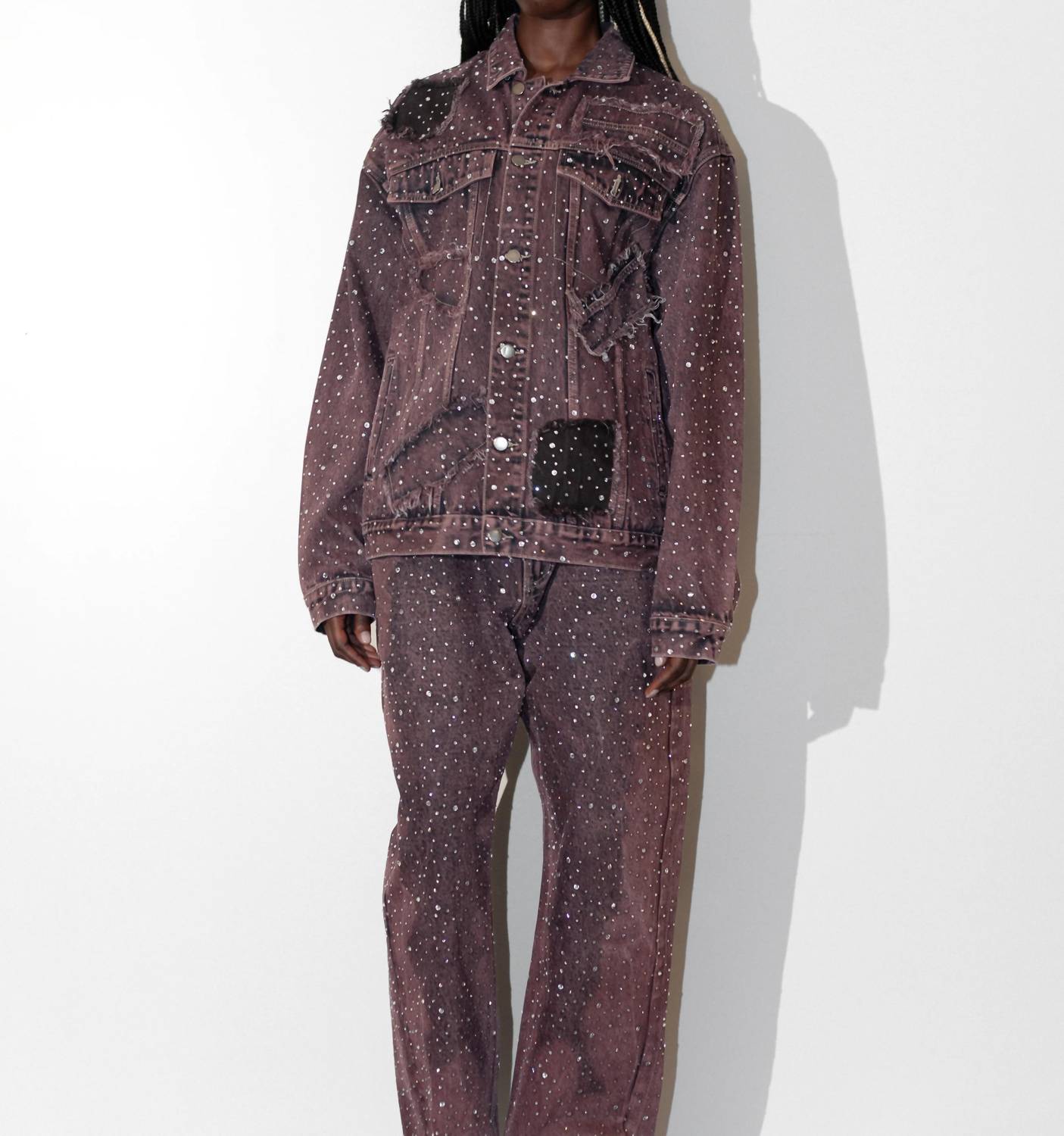 Knotwtr - Women's Rhinestone Denim Straight Jeans