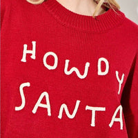 Baevely by Wellmade Women's Howdy Santa Sweater in red - women's sweater - alternate view