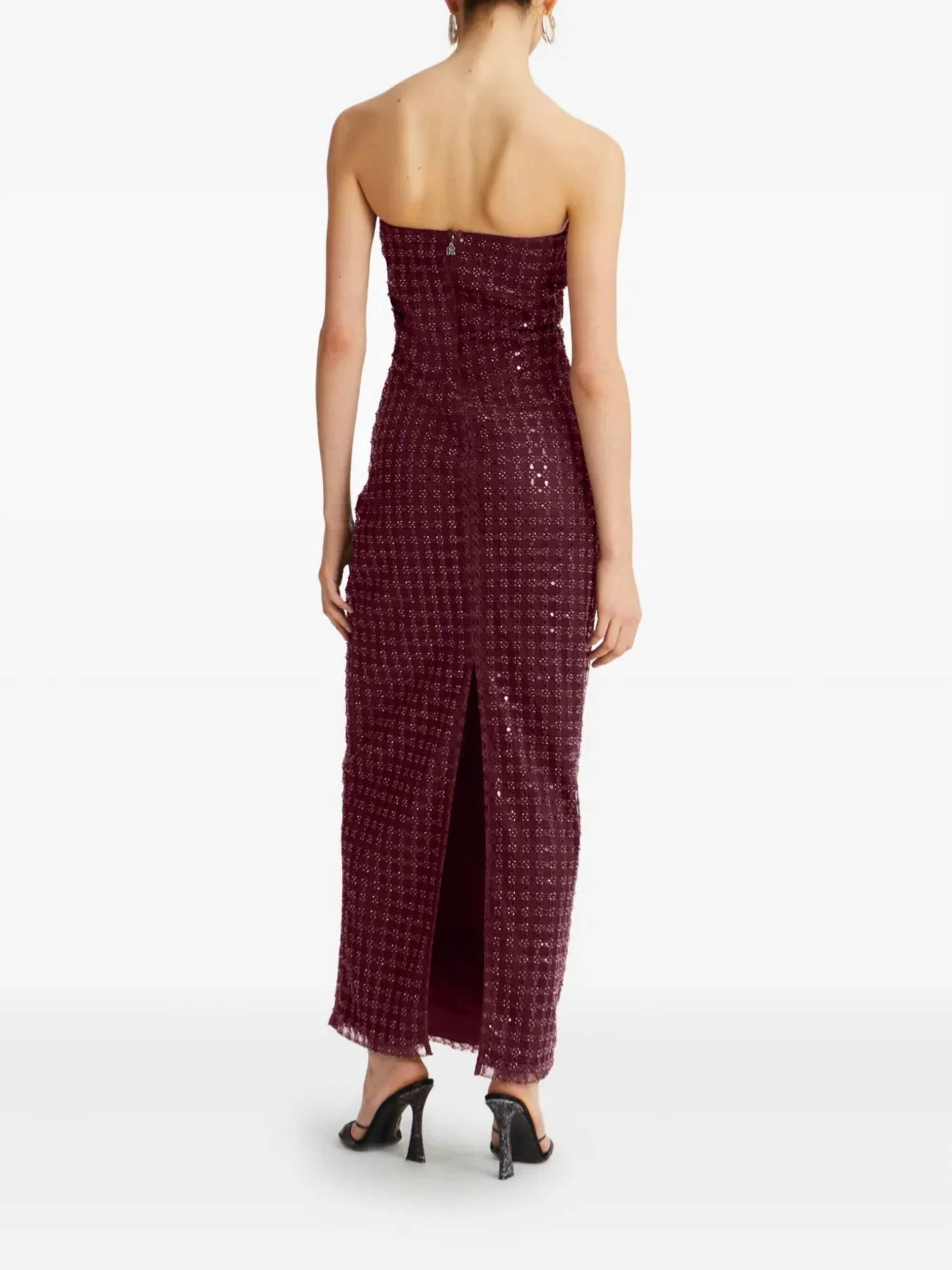 Rotate - Zinfandel Beaded Maxi Tube Dress