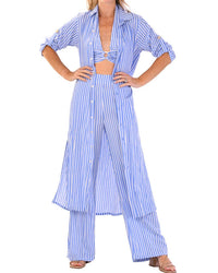 Walker & Wade Women's Newport Pants in blue stripe - women's pants - alternate view