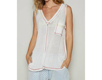 Pol - Women's Front Pocket Solid Knit Tank Top