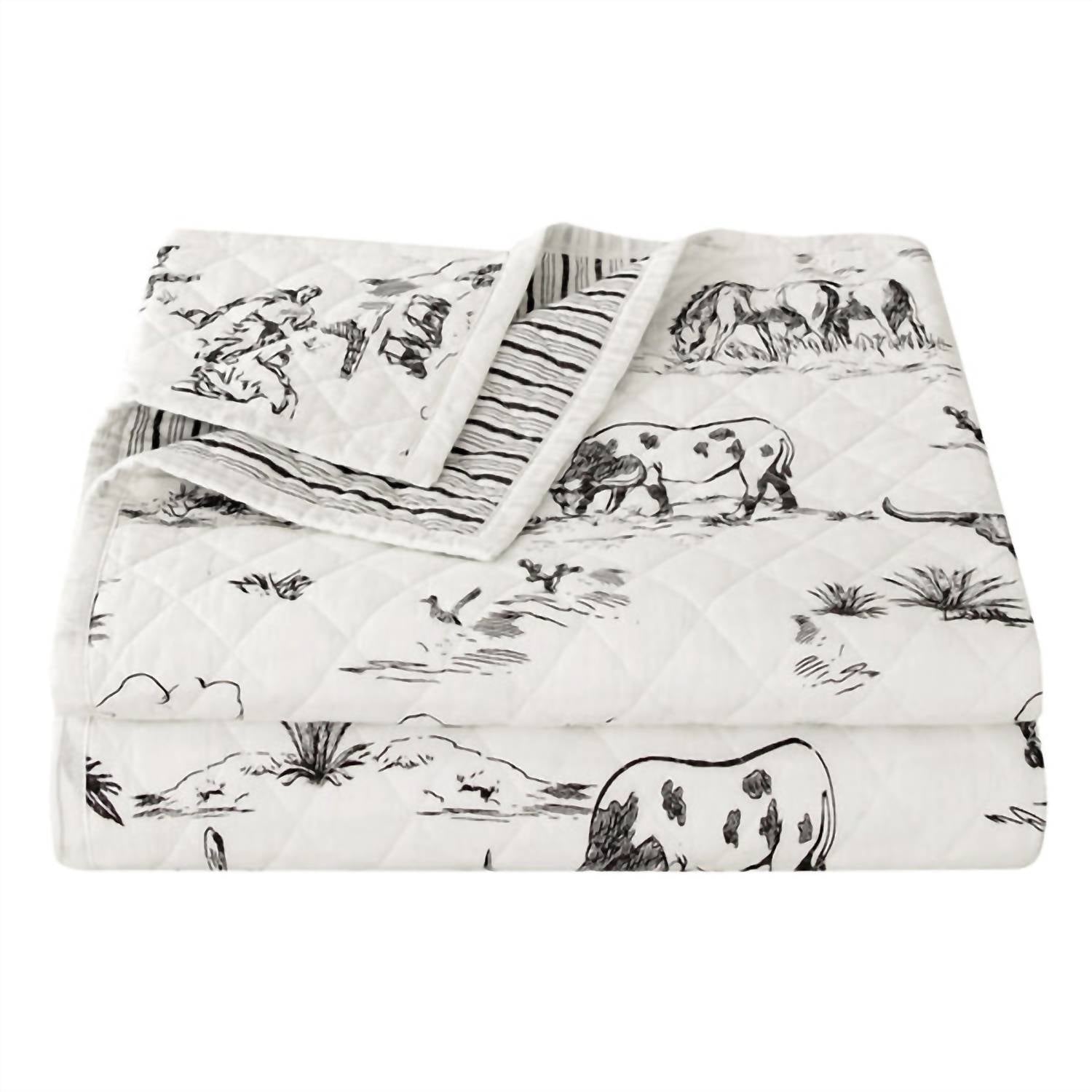 Hiend Accents - Ranch Life Western Toile Reversible Quilt Set