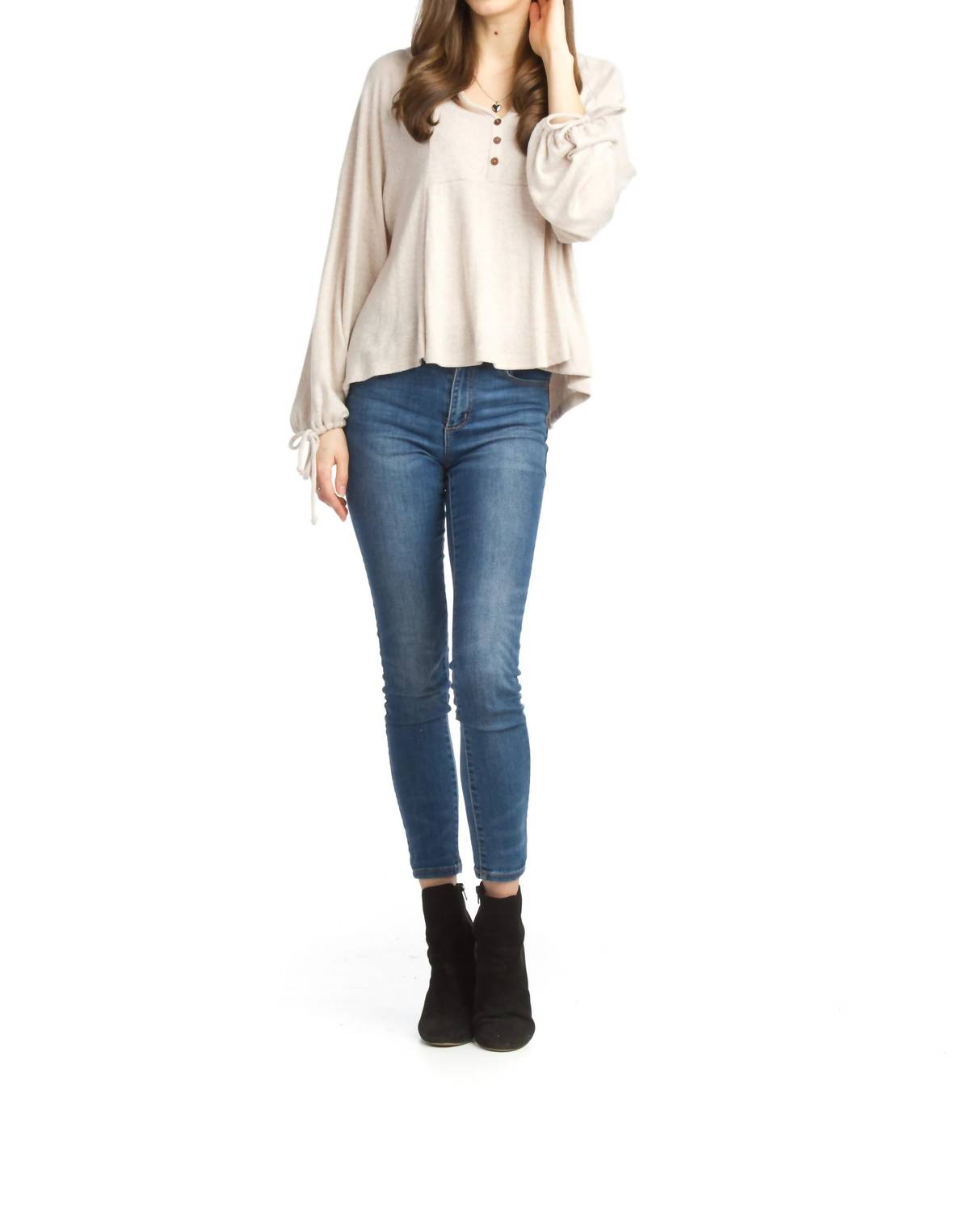 Papillon - Soft Boho Lightweight Sweater With Tie Sleeves