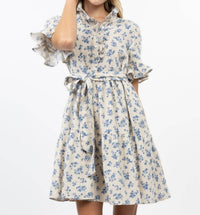 Ivy Jane Ditsy Gauze Mini Dress in blue - women's dress - detail view