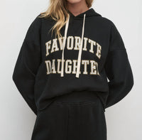 Favorite Daughter Cropped Collegiate Hoodie in black - women's top