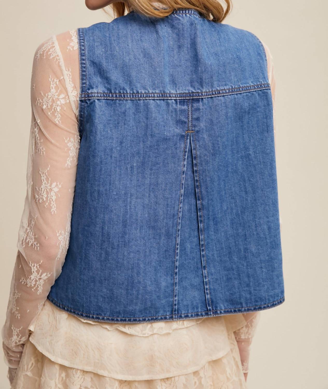 Listicle - Denim Tie-front Vest