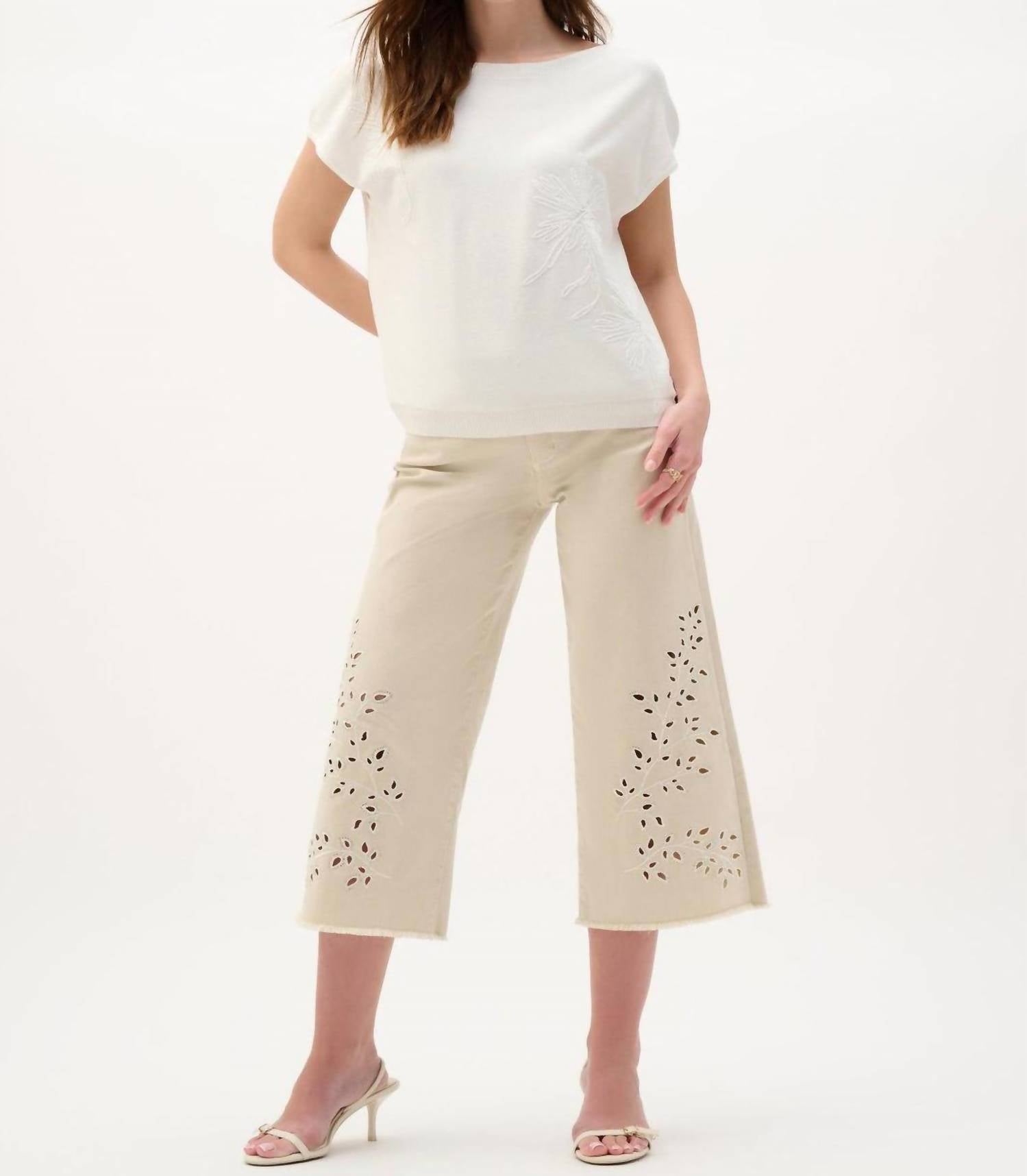 Joseph Ribkoff Women's Embroidered Top in vanilla - women's blouse