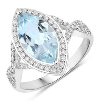 Diana M Jewels Women's Marquise Natural Aquamarine Fashion Ring (2.24 Ct) - Classic Plus in 14k white gold - women's jewelry - detail view