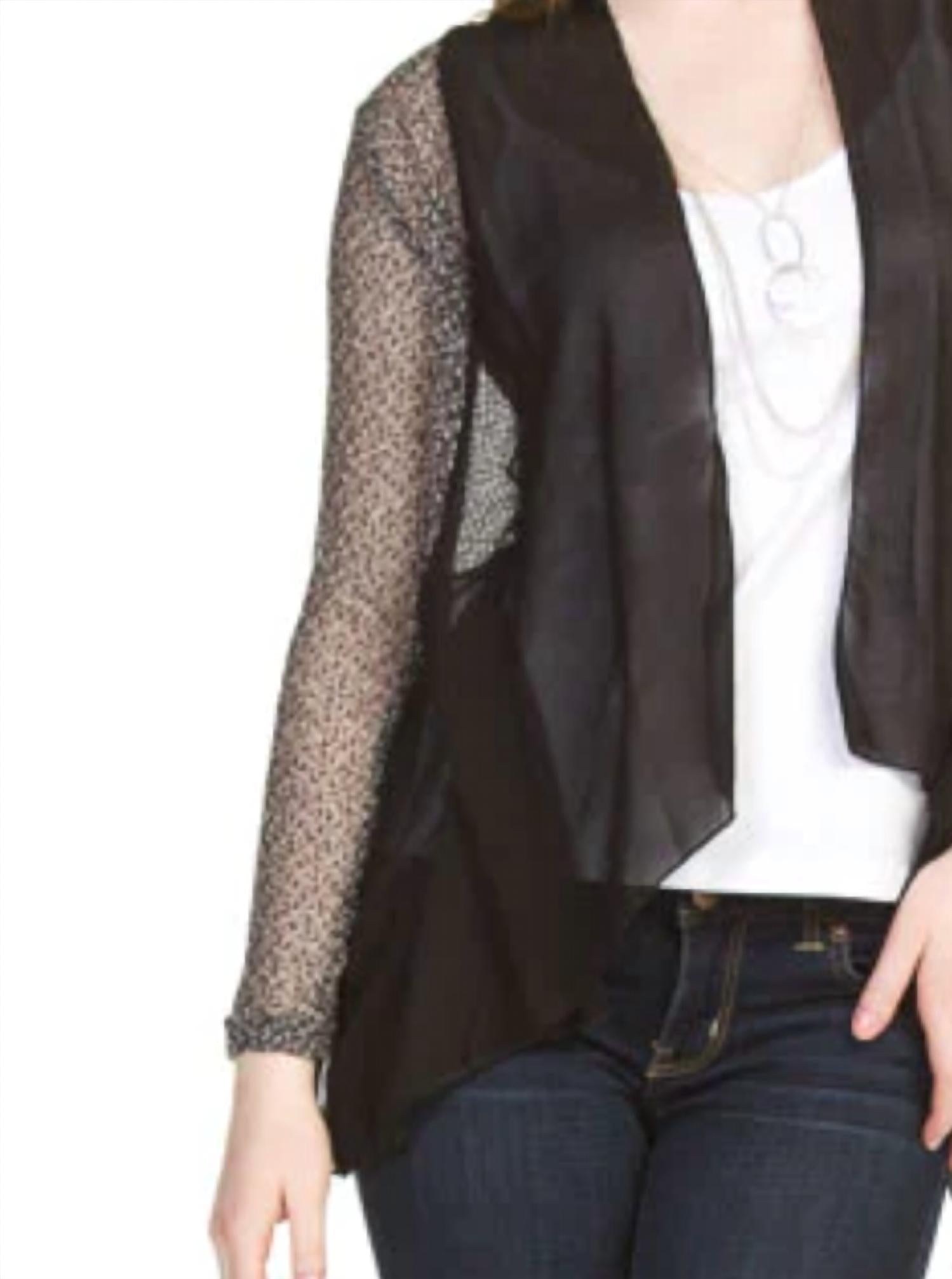 Papillon - Heathered Mesh & Georgette Open Cardigan