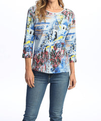 Jess & Jane - Greece Printed Cotton Top - Plus