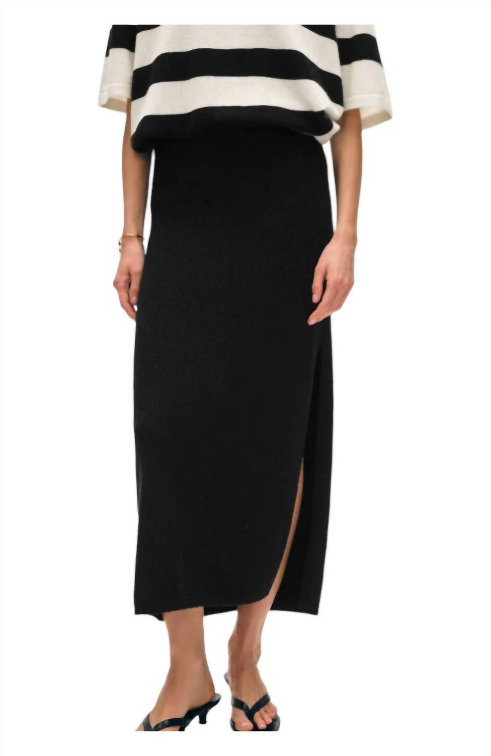 White + Warren - Cotton Slub Side Slit Skirt
