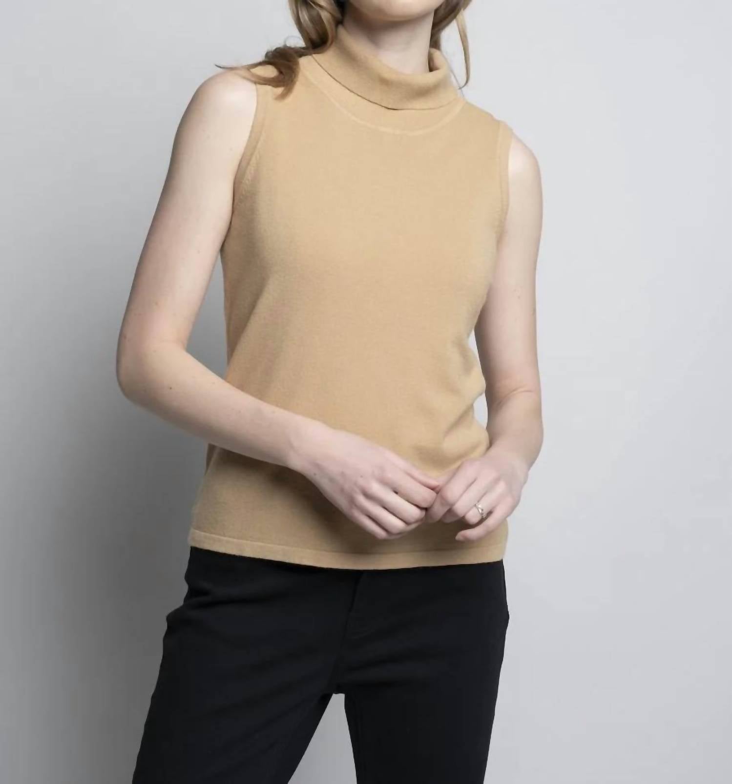 PICADILLY Women's Mock Neck Tank Top in sesame - women's tank top
