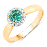 Diana M Jewels Women's Round Natural Zambian Emerald Fashion Ring (0.56 Ct) - Delicate in 14k yellow gold - women's jewelry