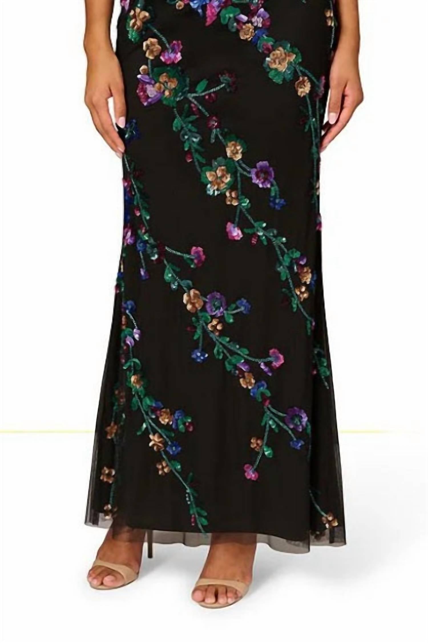 Aidan Mattox - Beaded Mesh One Shoulder Mermaid Gown