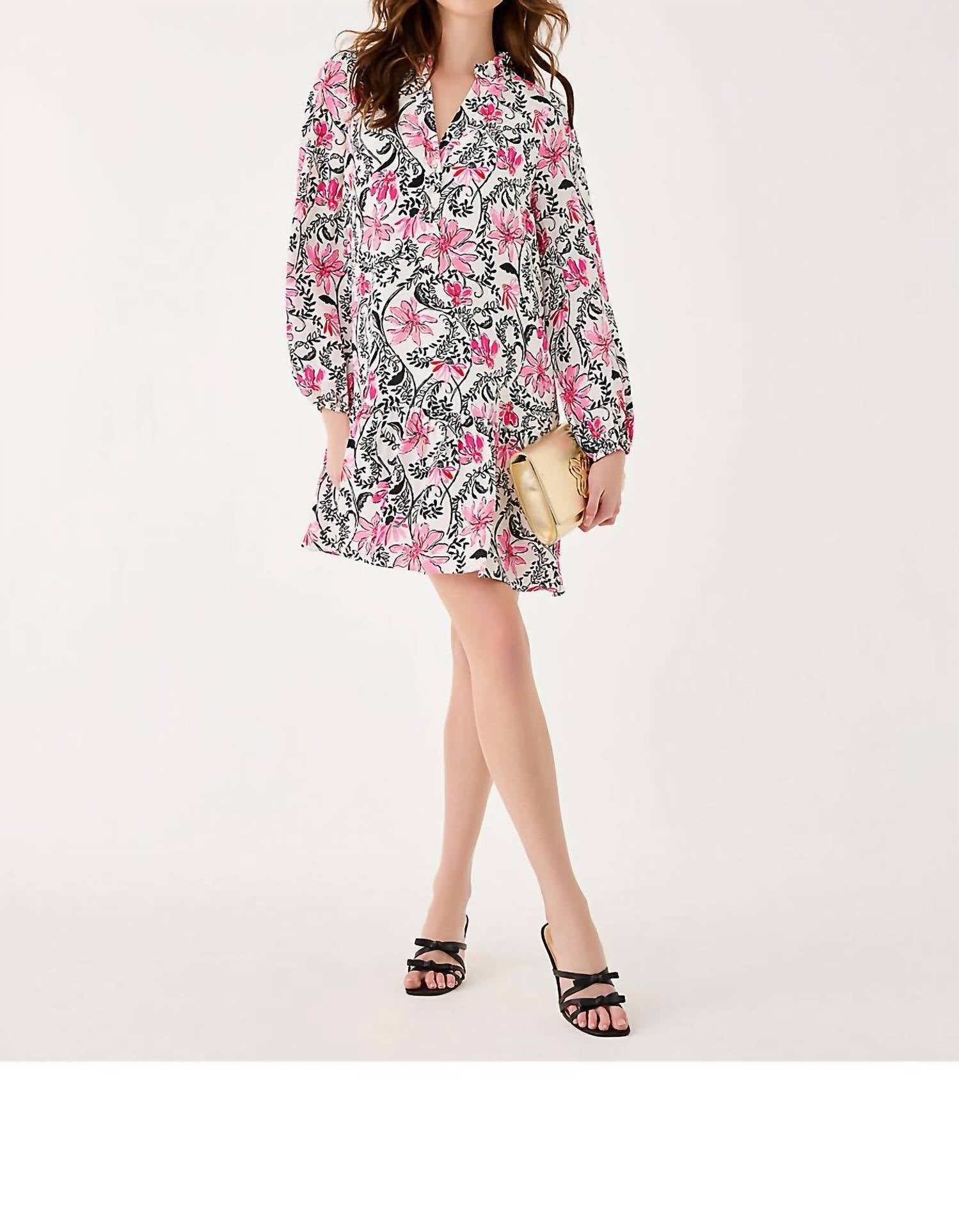 Lilly Pulitzer Evaline Silk Dress in coconut sunshine seekers - women's dress - alternate view