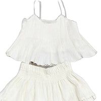 Umgee - Women's Sleeveless Spaghetti Strap Top & Ruffle Scalloped Shorts