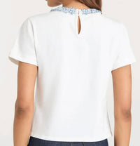 Cinq A Sept - Rhinestone Border Shrunken Tee