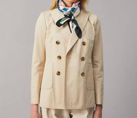TORY BURCH Polished Poplin Double-breasted Jacket in palestone - women's jacket