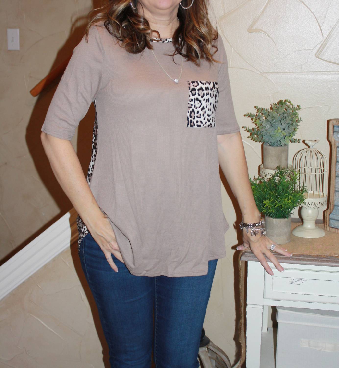 White Birch - Women's Animal Print Pocket Top