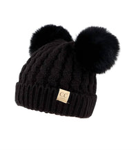 C.C Beanie - Kids Double Fur Pom Beanie