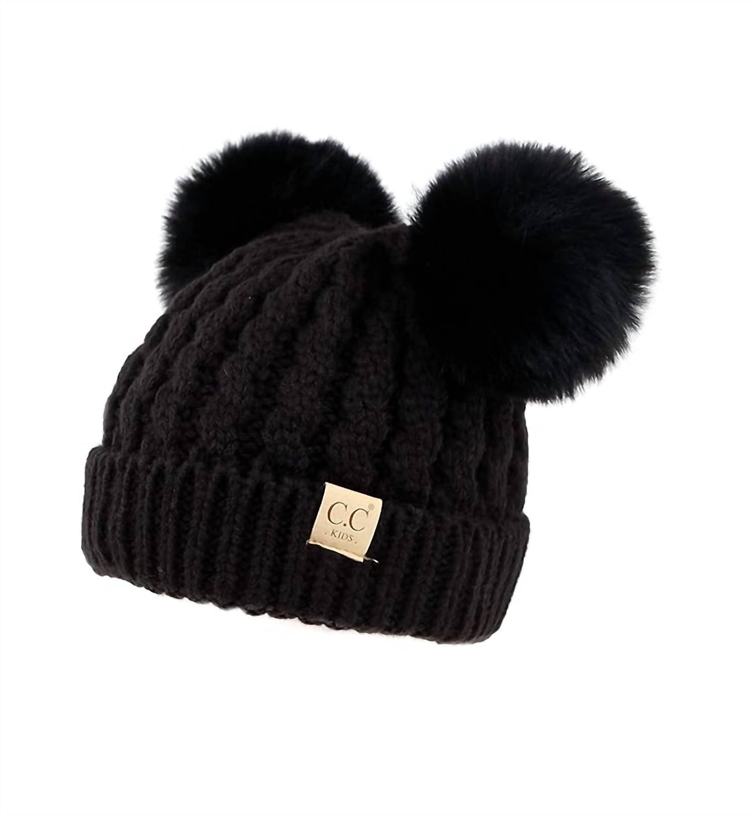 C.C Beanie - Kids Double Fur Pom Beanie