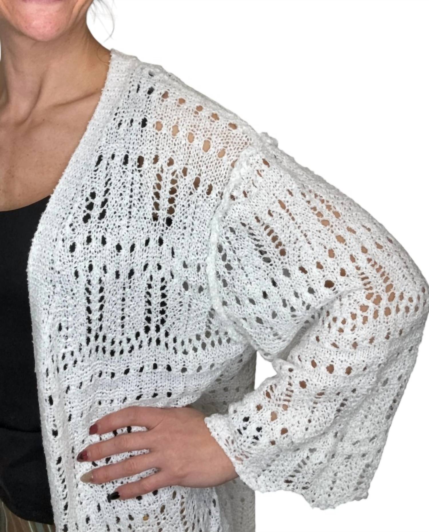 Pol - Aubrey Open Knit Kimono Sweater