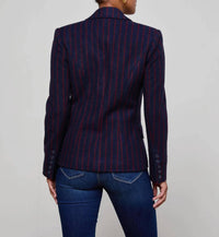 L'Agence Kenzie Pinstriped Blazer in midnight red pinstripe - women's jacket - view 4