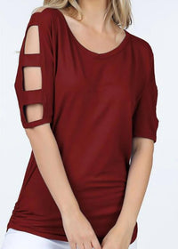 Shop Basic - V Neck Short Sleeve Top With Arm Cut