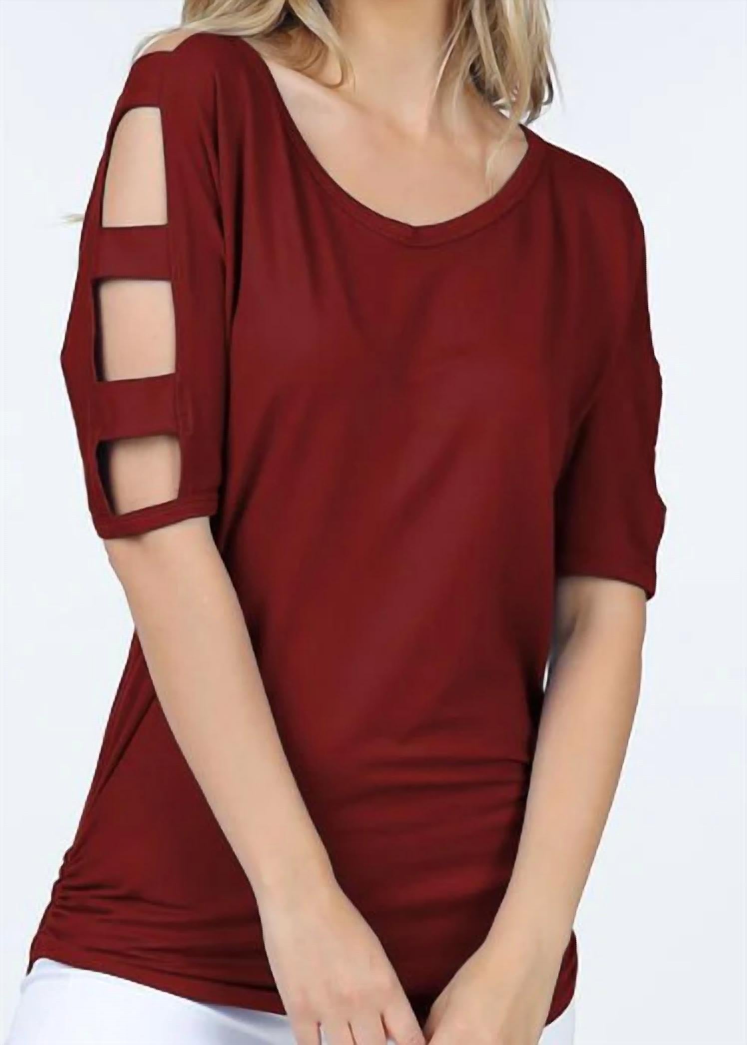 Shop Basic - V Neck Short Sleeve Top With Arm Cut