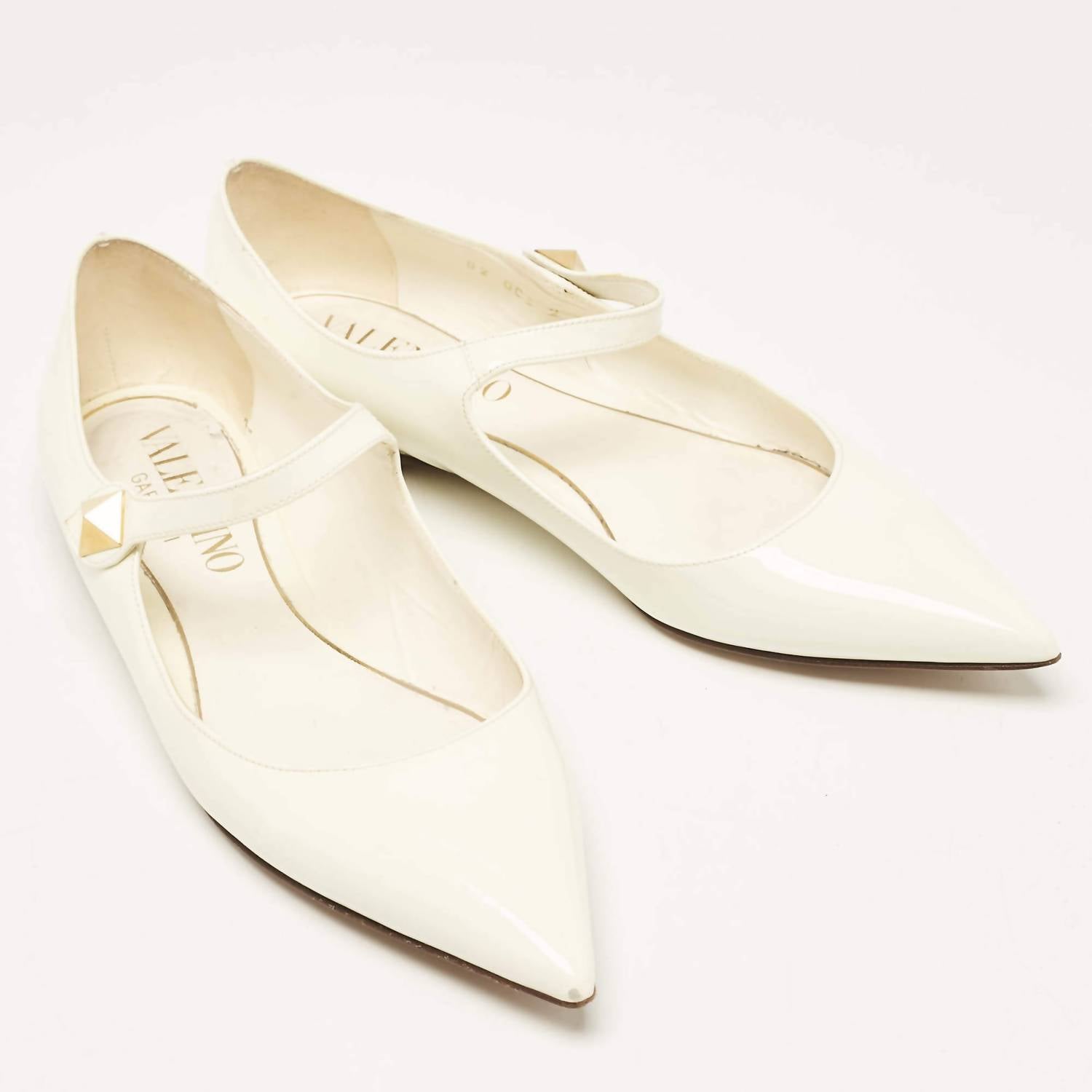 Valentino Garavani Women's Tiptoe Patent Leather Ballerina Flat in ivory - women's flats - view 4