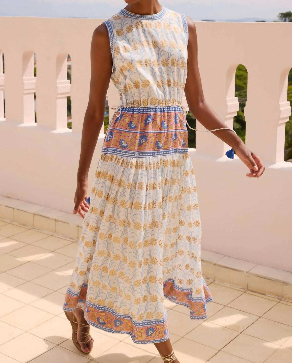Oliphant - Sleeveless Piped Maxi Dress