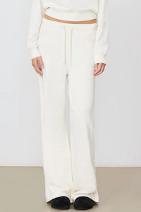 Eterne Drawstring Wide Leg Sweatpant in bone - women's pants
