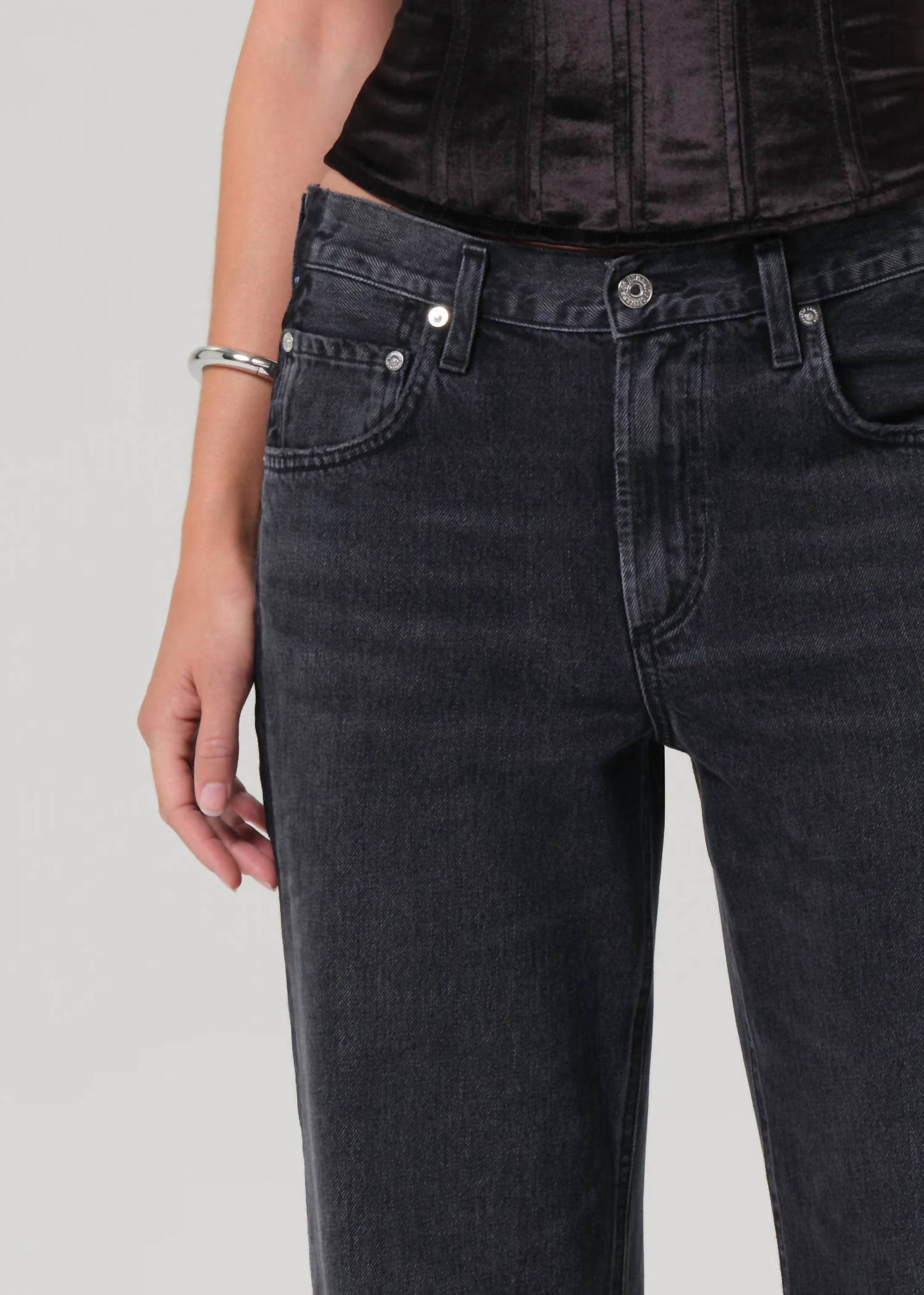 Citizens of Humanity Lindz Easy Straight Tuxedo Stripe Jean in kuro - women's jeans - view 5