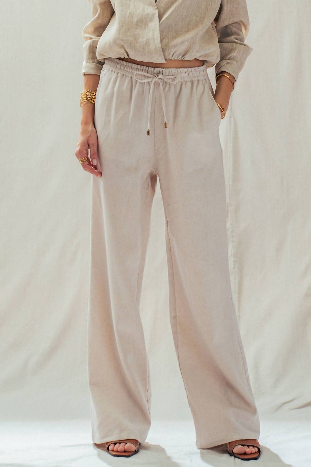 Urban Daizy - Drawstring Waist Wide Leg Pant