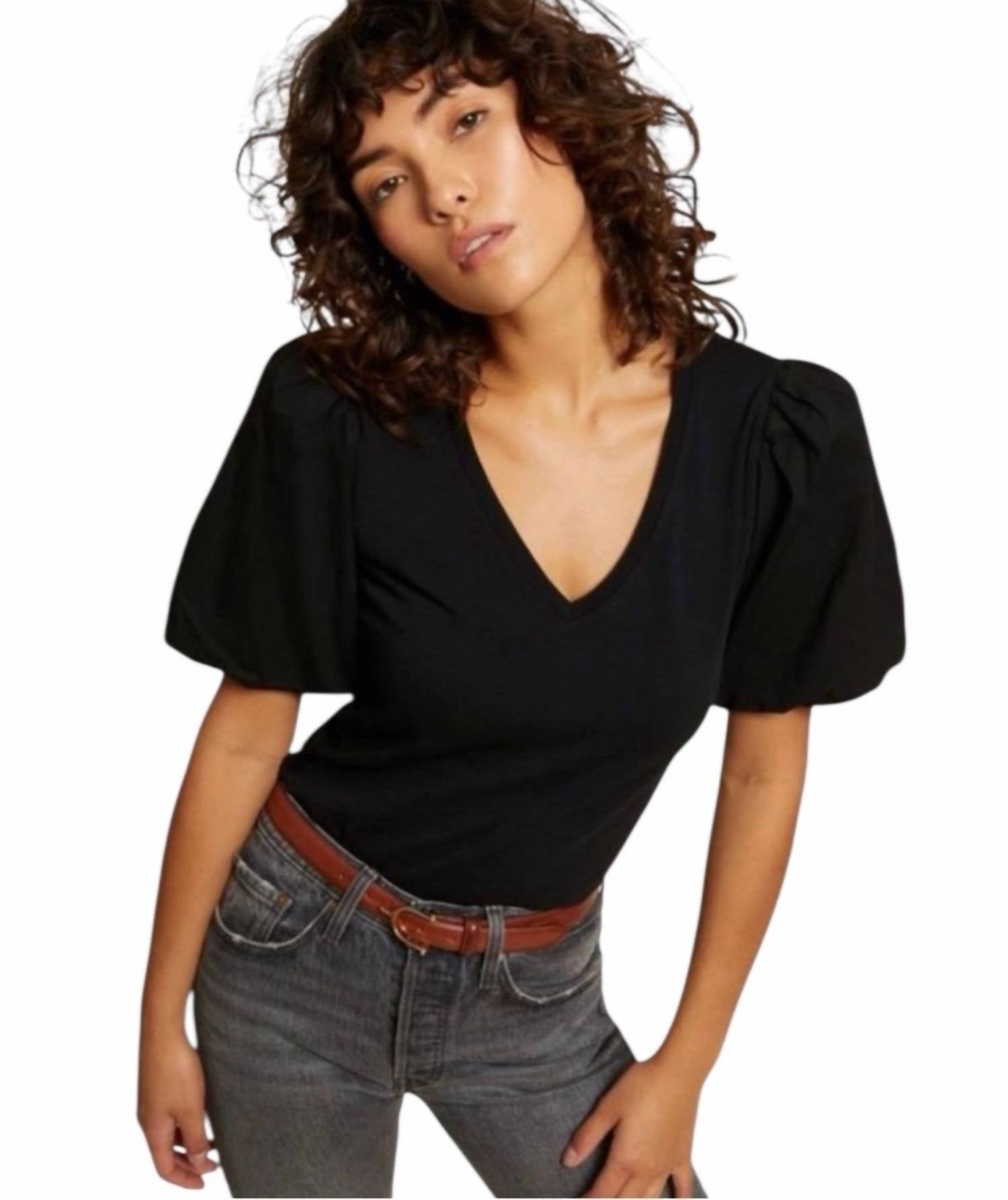 Nation Ltd - Traci Bubble Sleeve V-neck Top