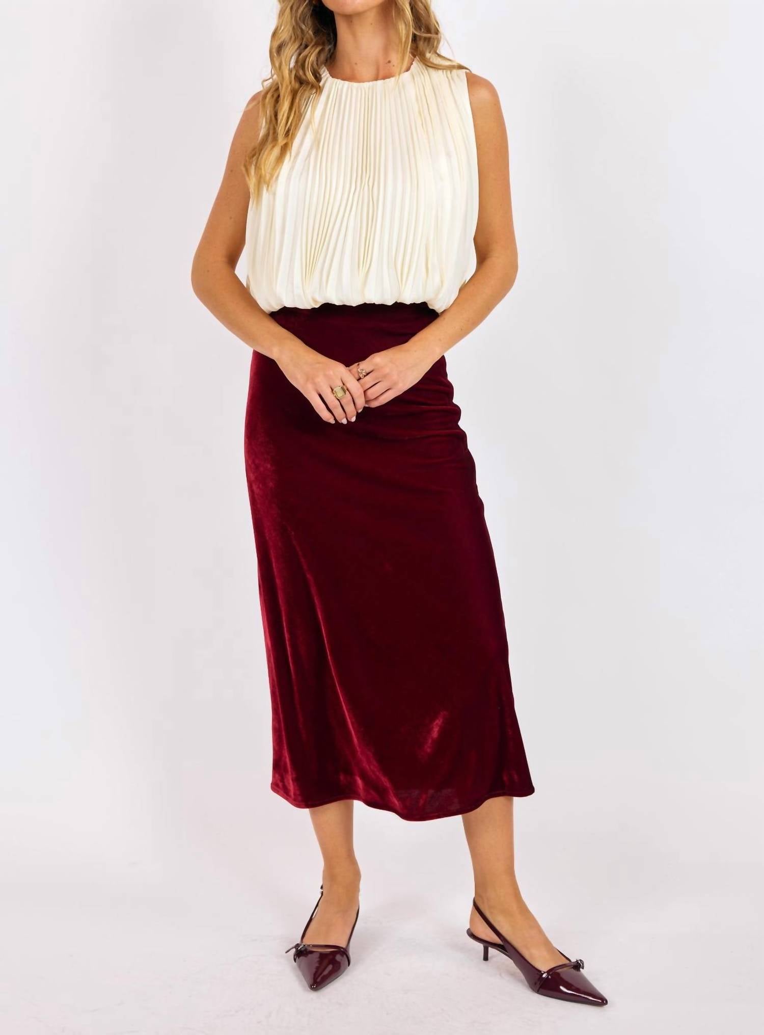 Sage The Label - Amour Pleated Bubble Hem Top