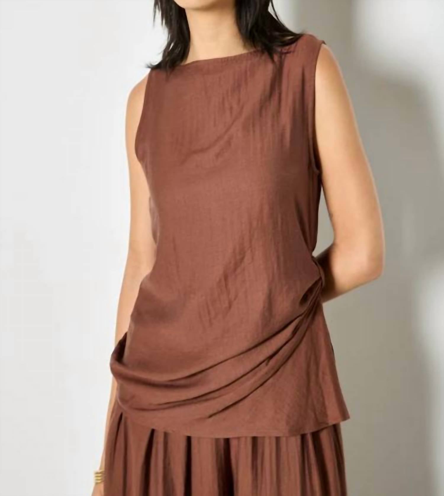 Apricot - Side Knot Detail High Neck Top