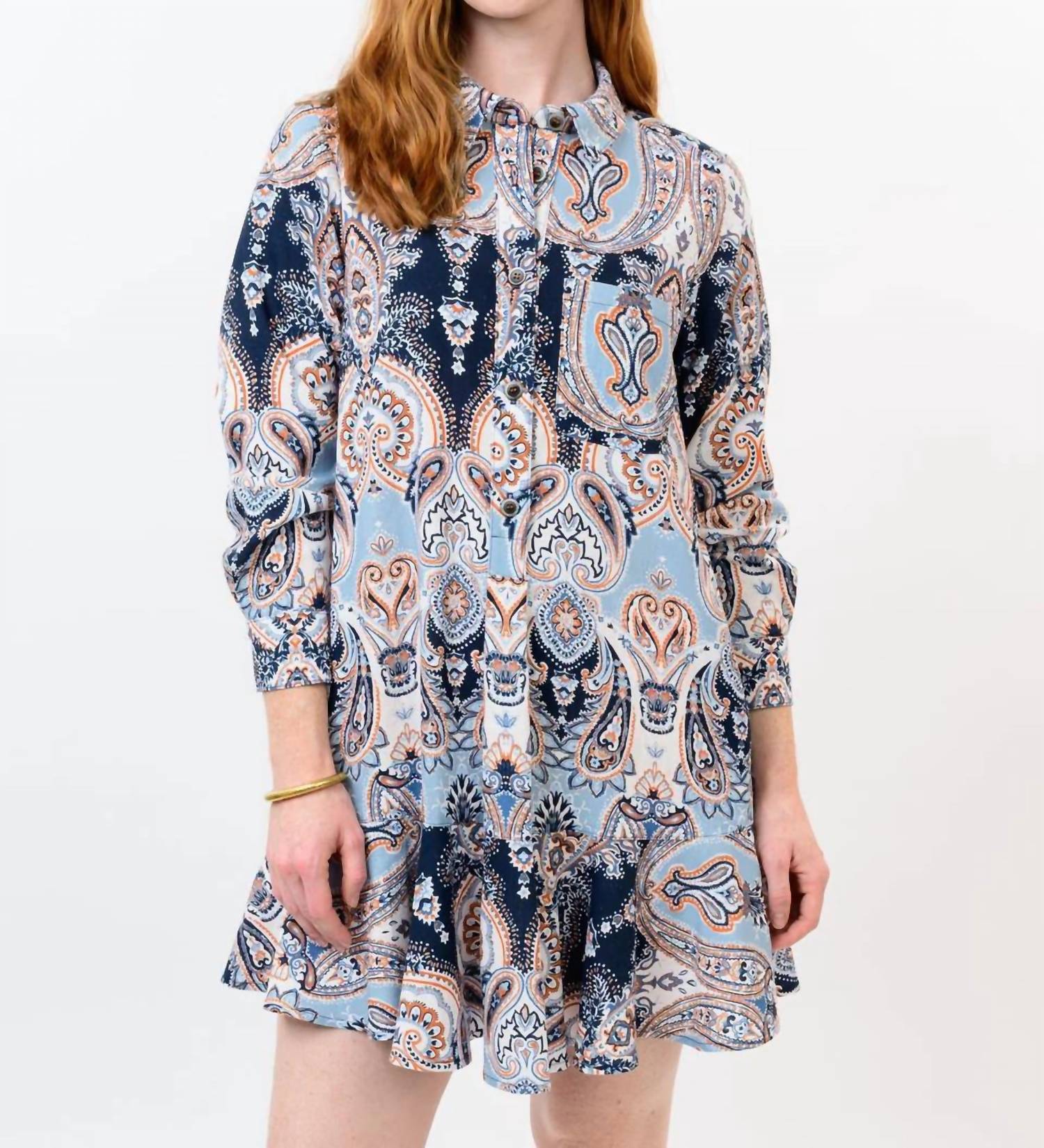 Uncle Frank - Paisley Flounce Shirt Mini Dress