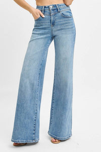 Risen - High Waist Wide Leg Front Yoke Detailed Jeans