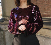 Esqualo - Fylla Flared Sleeve Sequin Top