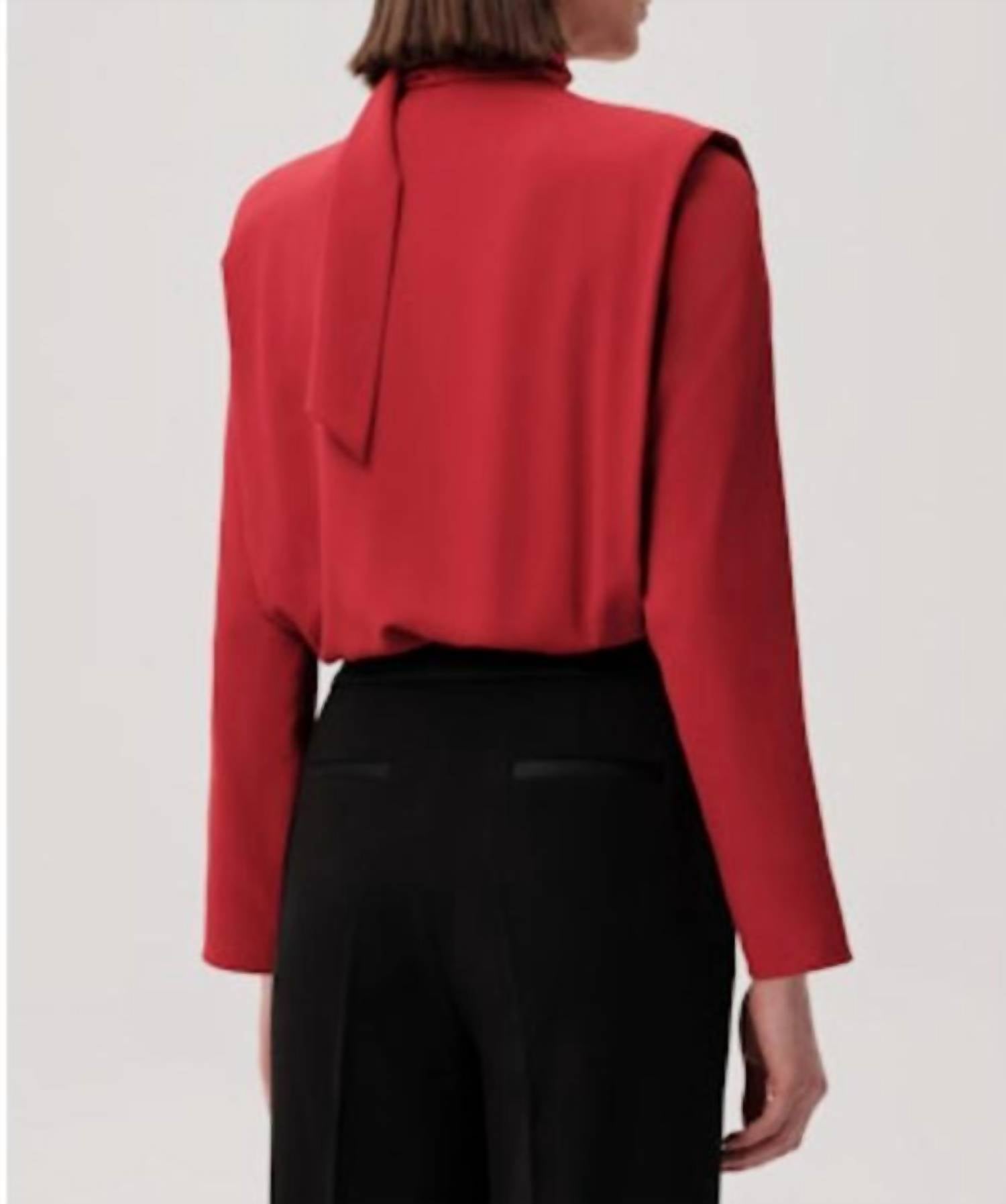 EXQUISE Sandy Long Sleeve Blouse in red - women's long sleeve top - alternate view
